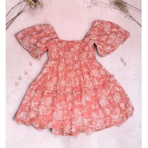 Justify - Coral Pink Tiered Mini Dress - Medium